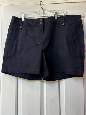 Talbots Navy Blue Casual Button-Front Bermuda Shorts